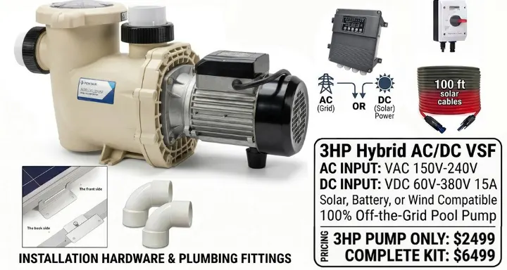 3HP Pentair® IntelliFlo3® with Natural Current Brushless Hybrid AC/DC VSF Motor